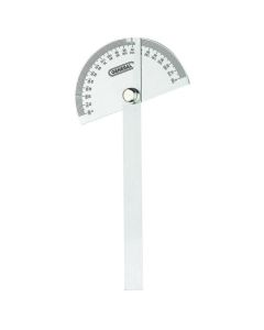 Round Head Stainless Steel Angle Protractor, 0 to 180 Degrees, 6-Inch Arm