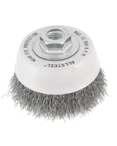ALLSTEEL 3" 5/8-11 STAINLESS CRIMPED CUP BRUSH